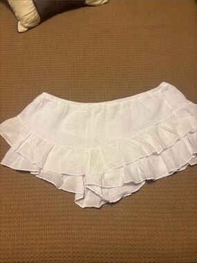 Wild Fable White Ruffled Layered Mini Skort coverup